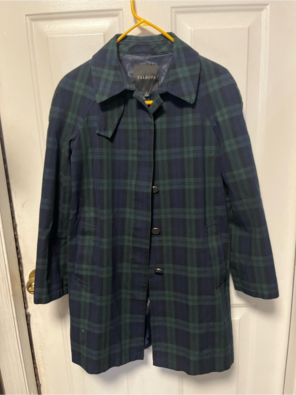 Talbots Navy and Green tartan Plaid Women's Coat NWOT - Picture 2 of 7